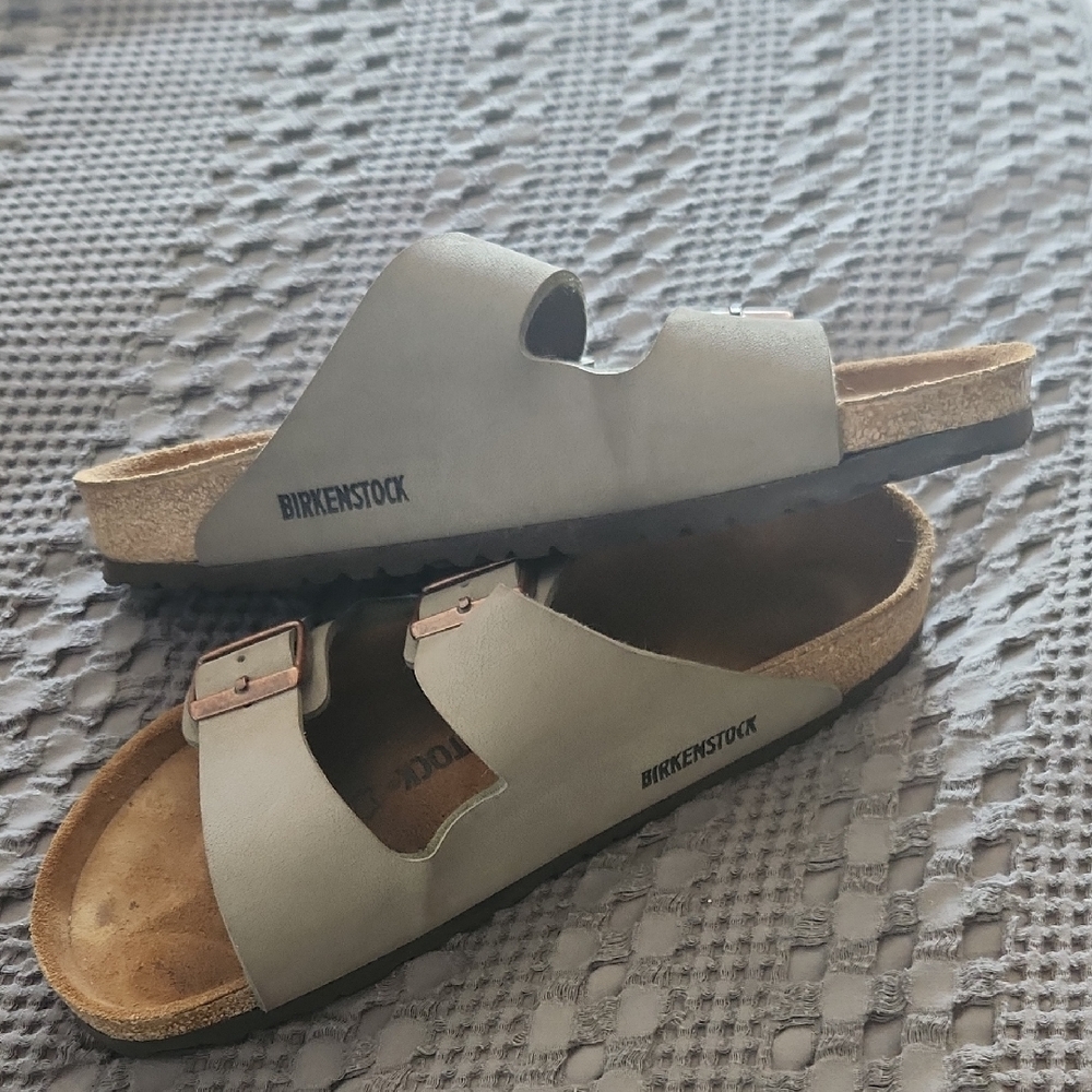 Birkenstock Light Gray Slide Sandals
